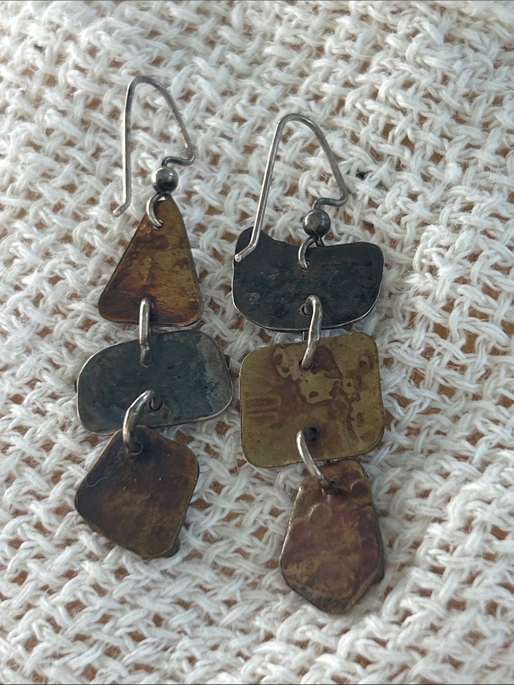 Opal and Purple Amethyst Artisan 925 Mixed-Metal Dangle Earrings (E1) - Picture 5 of 10